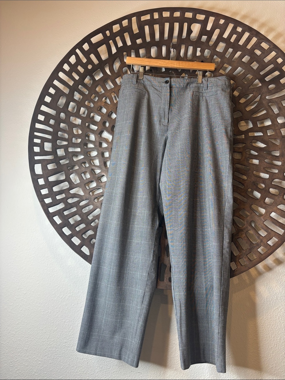 ✨ Gray Plaid Wide Leg Dress Pants Career Trousers Women’s 16 Briggs New York ✨